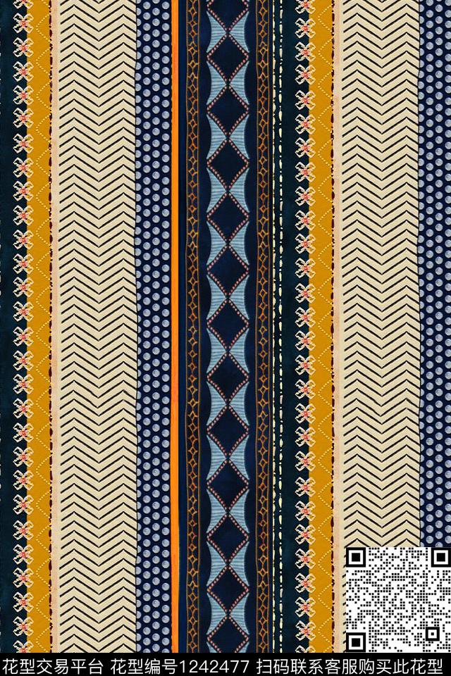 几何花卉大牌风数码印花华亿平台下载（图片编号: 1242477） - 瓦栏（Walan）