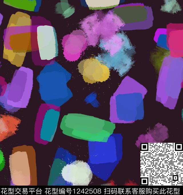几何水彩炫彩数码印花华亿平台下载（图片编号: 1242508） - 瓦栏（Walan）