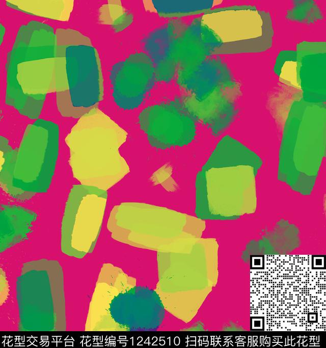 几何水彩炫彩数码印花华亿平台下载（图片编号: 1242510） - 瓦栏（Walan）