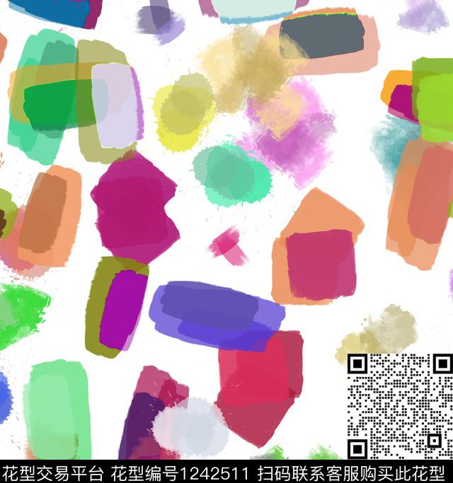 几何水彩炫彩数码印花华亿平台下载（图片编号: 1242511） - 瓦栏（Walan）