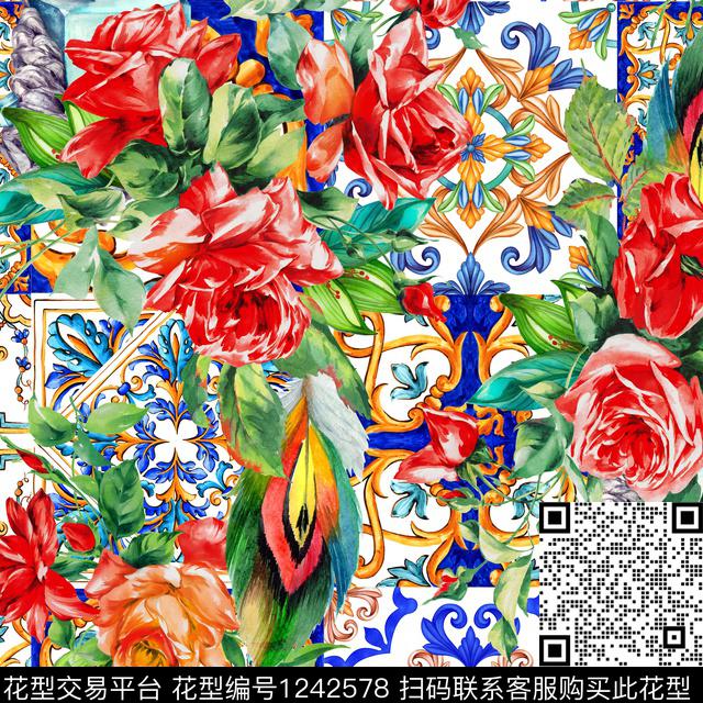 花卉数码印花华亿平台下载（图片编号: 1242578） - 瓦栏（Walan）