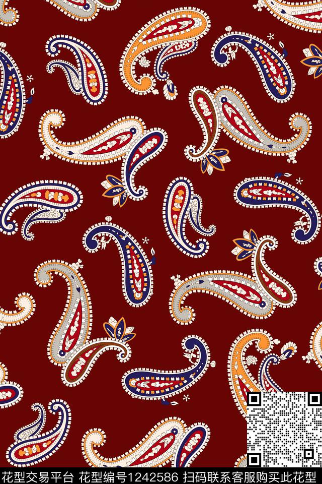 小碎花复古佩斯利数码印花华亿平台下载（图片编号: 1242586） - 瓦栏（Walan）