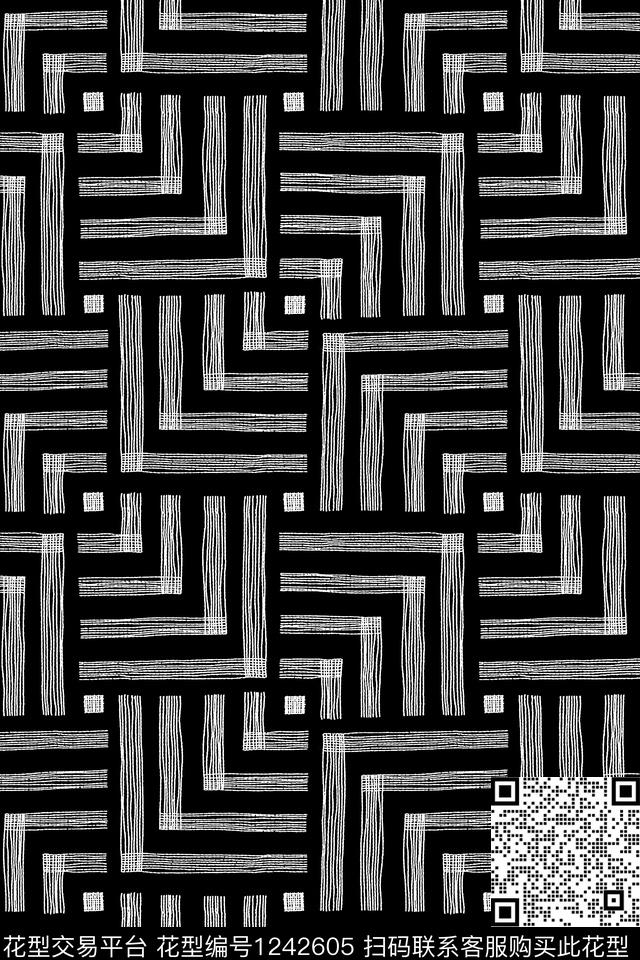 几何格子大牌风数码印花华亿平台下载（图片编号: 1242605） - 瓦栏（Walan）