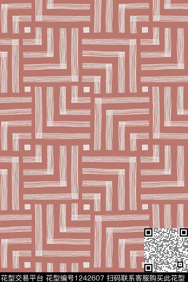 几何格子大牌风传统印花华亿平台下载（图片编号: 1242607） - 瓦栏（Walan）
