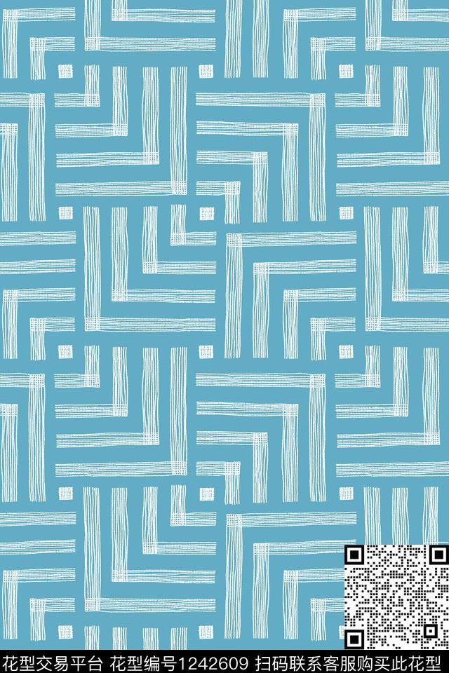 几何格子大牌风数码印花华亿平台下载（图片编号: 1242609） - 瓦栏（Walan）