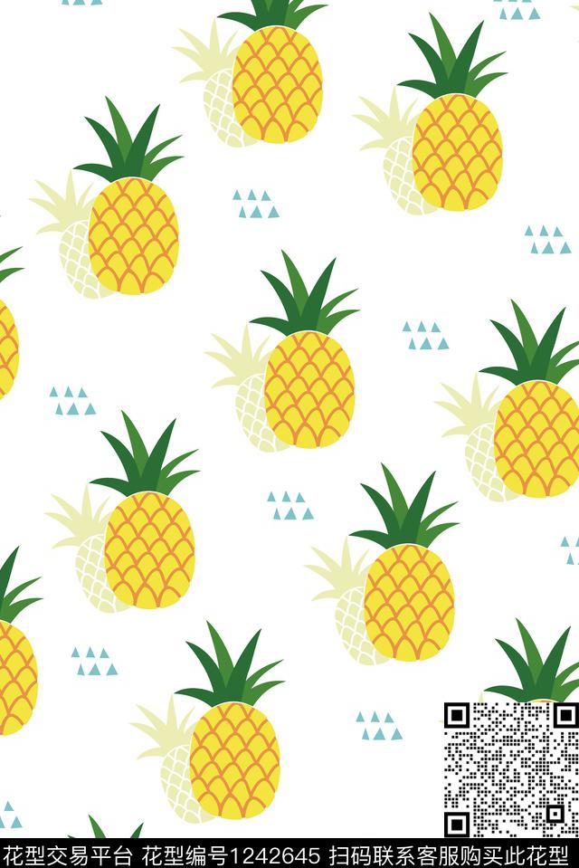 卡通菠萝童装传统印花华亿平台下载（图片编号: 1242645） - 瓦栏（Walan）