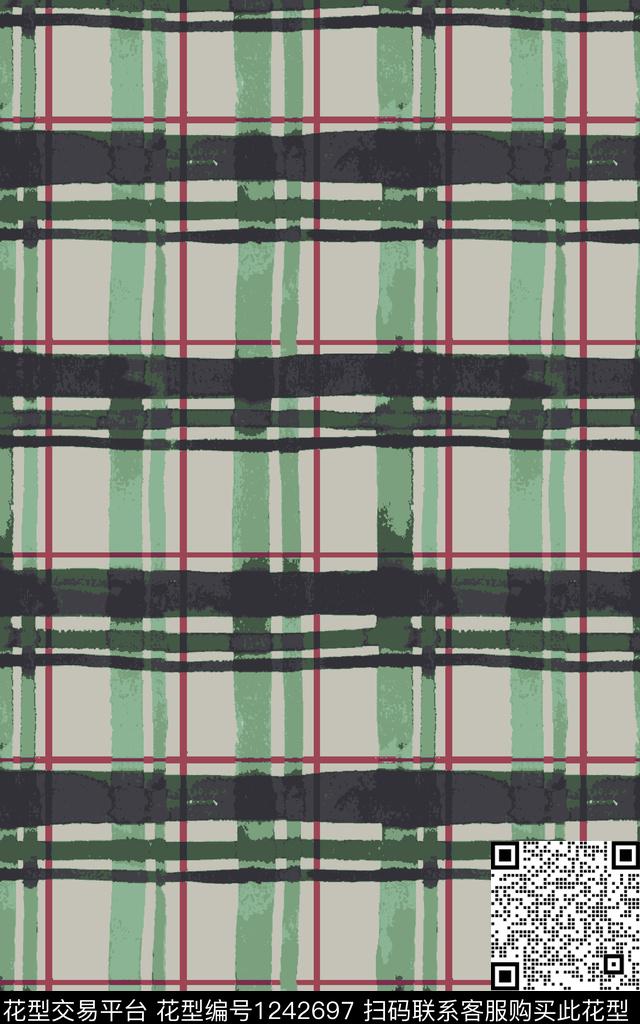 几何格子条纹数码印花华亿平台下载（图片编号: 1242697） - 瓦栏（Walan）