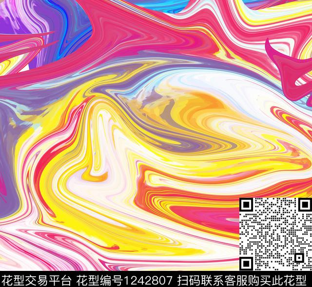 颜色炫彩线条数码印花华亿平台下载（图片编号: 1242807） - 瓦栏（Walan）