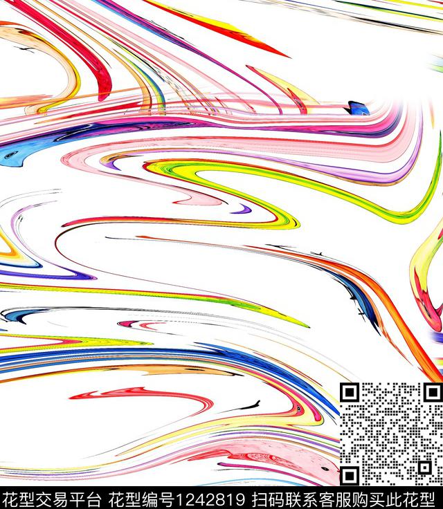 抽象炫彩数码印花华亿平台下载（图片编号: 1242819） - 瓦栏（Walan）