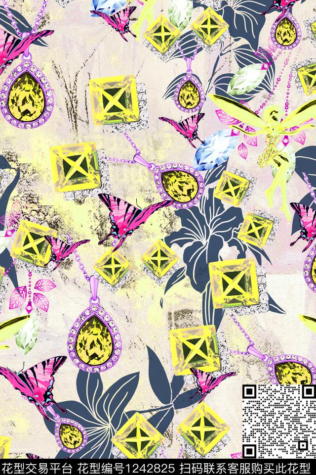 时尚花卉大牌风数码印花华亿平台下载（图片编号: 1242825） - 瓦栏（Walan）