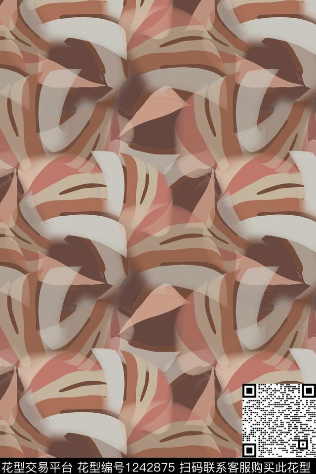 雪纺抽象花卉迷彩图案数码印花华亿平台下载（图片编号: 1242875） - 瓦栏（Walan）