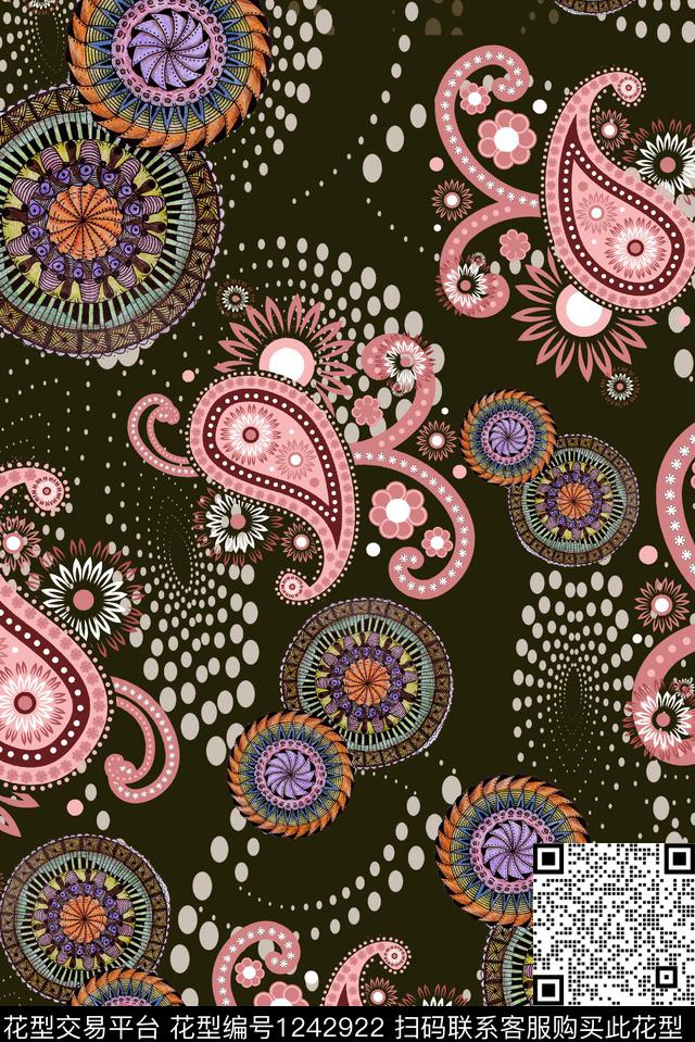 几何抽象复古数码印花华亿平台下载（图片编号: 1242922） - 瓦栏（Walan）