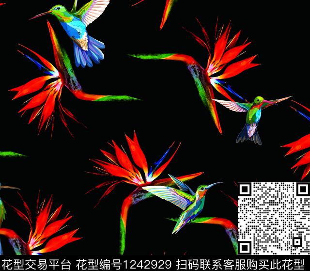 春夏华亿平台鸟小清新数码印花华亿平台下载（图片编号: 1242929） - 瓦栏（Walan）