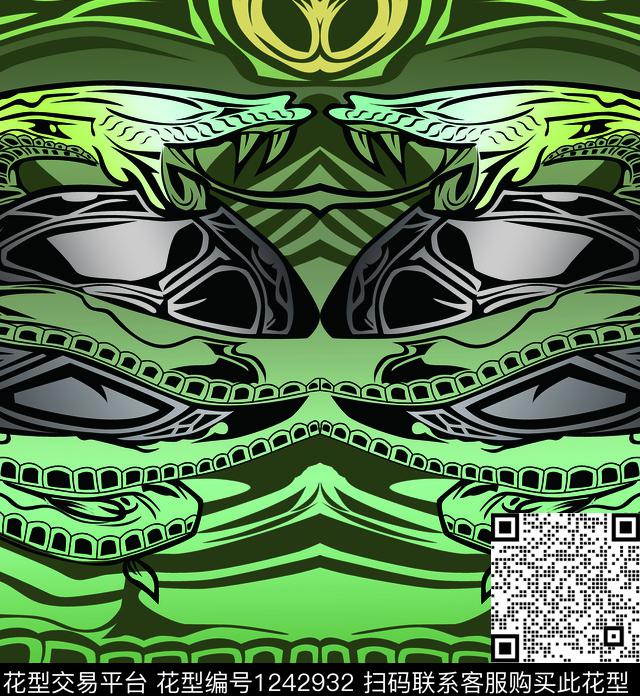 朋克绿色科技数码印花华亿平台下载（图片编号: 1242932） - 瓦栏（Walan）