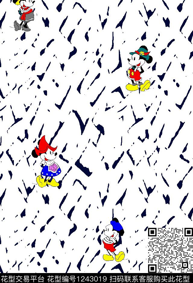 大牌风几何卡通人物传统印花华亿平台下载（图片编号: 1243019） - 瓦栏（Walan）