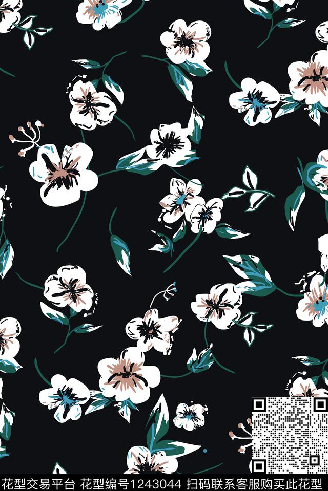 小碎花水彩旗袍数码印花华亿平台下载（图片编号: 1243044） - 瓦栏（Walan）