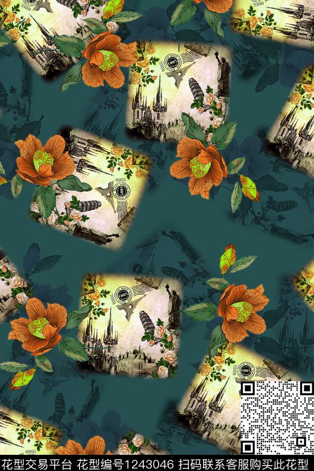 花卉女装欧美图案数码印花华亿平台下载（图片编号: 1243046） - 瓦栏（Walan）