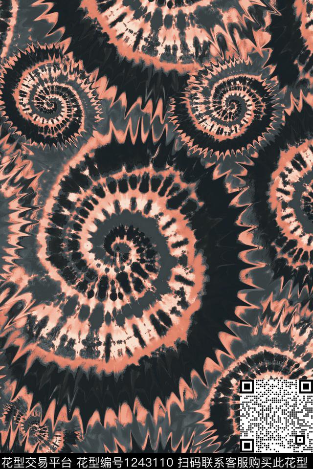 螺旋纹扎染华亿平台Fei-男装数码印花华亿平台下载（图片编号: 1243110） - 瓦栏（Walan）