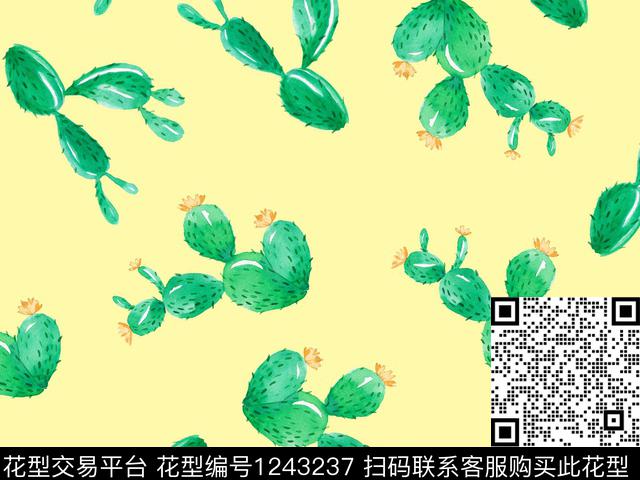 仙人掌年轻女性漂亮了数码印花华亿平台下载（图片编号: 1243237） - 瓦栏（Walan）