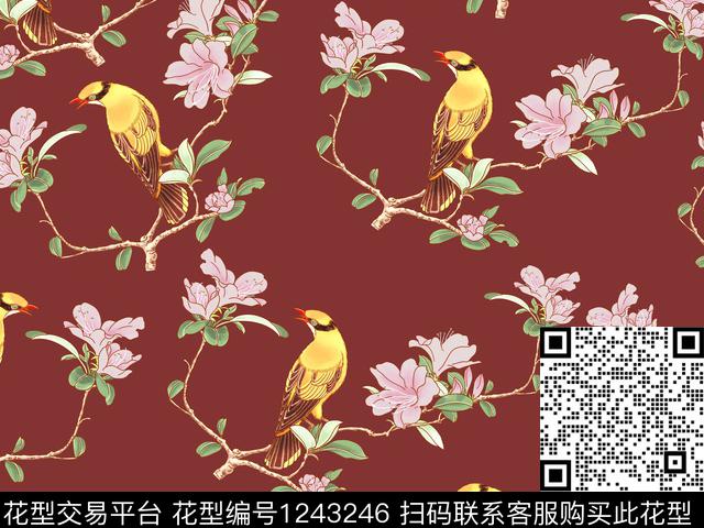 古朴花卉散点花卉精致数码印花华亿平台下载（图片编号: 1243246） - 瓦栏（Walan）