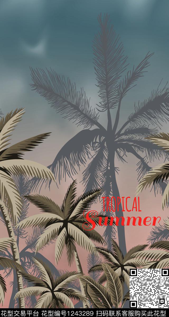 椰子树热带华亿平台热带动物数码印花华亿平台下载（图片编号: 1243289） - 瓦栏（Walan）