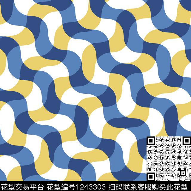 波浪纹格子传统华亿平台传统印花华亿平台下载（图片编号: 1243303） - 瓦栏（Walan）