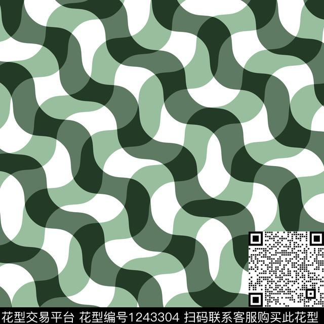 波浪纹格子几何传统印花华亿平台下载（图片编号: 1243304） - 瓦栏（Walan）