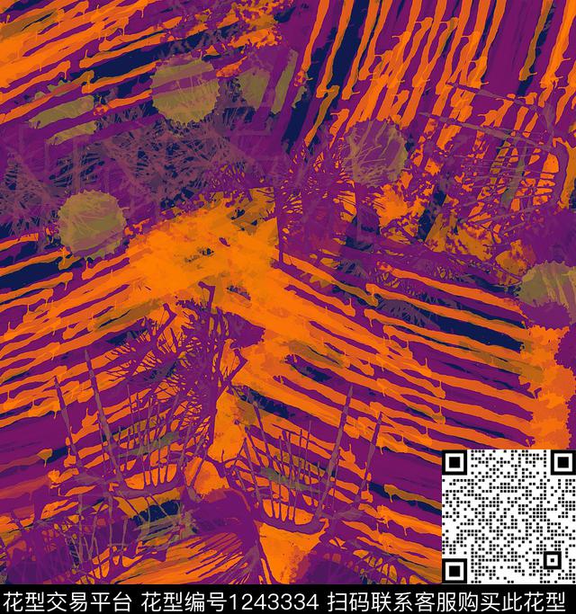 线条条纹炫彩数码印花华亿平台下载（图片编号: 1243334） - 瓦栏（Walan）