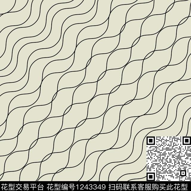 线条波浪纹女装传统印花华亿平台下载（图片编号: 1243349） - 瓦栏（Walan）