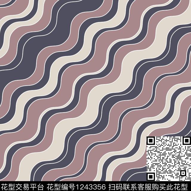 线条波浪纹几何传统印花华亿平台下载（图片编号: 1243356） - 瓦栏（Walan）