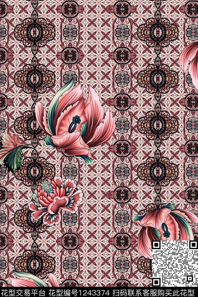 复古民族风欧洲数码印花华亿平台下载（图片编号: 1243374） - 瓦栏（Walan）