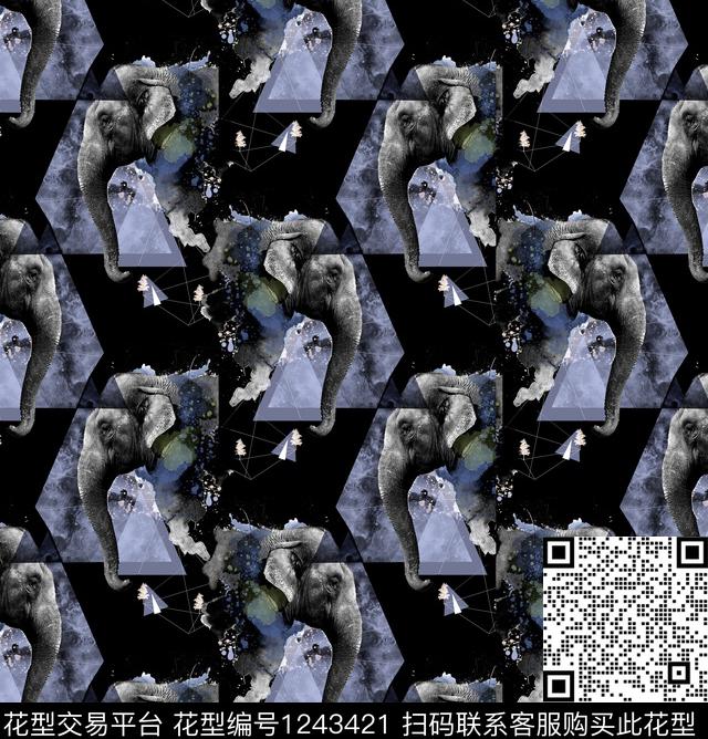 几何水彩狮子数码印花华亿平台下载（图片编号: 1243421） - 瓦栏（Walan）