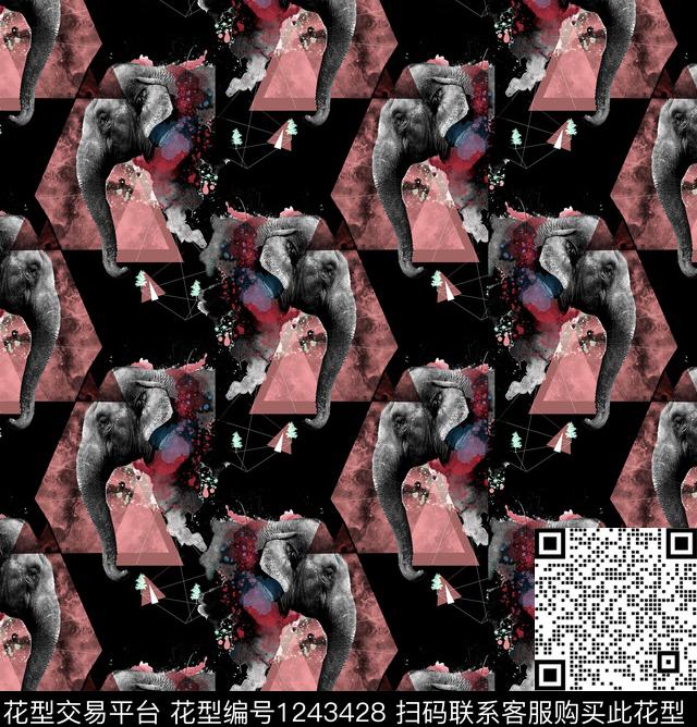 几何水彩狮子数码印花华亿平台下载（图片编号: 1243428） - 瓦栏（Walan）