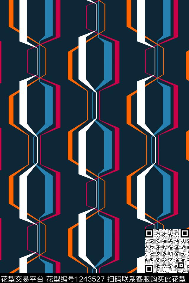 抽象波浪纹几何数码印花华亿平台下载（图片编号: 1243527） - 瓦栏（Walan）
