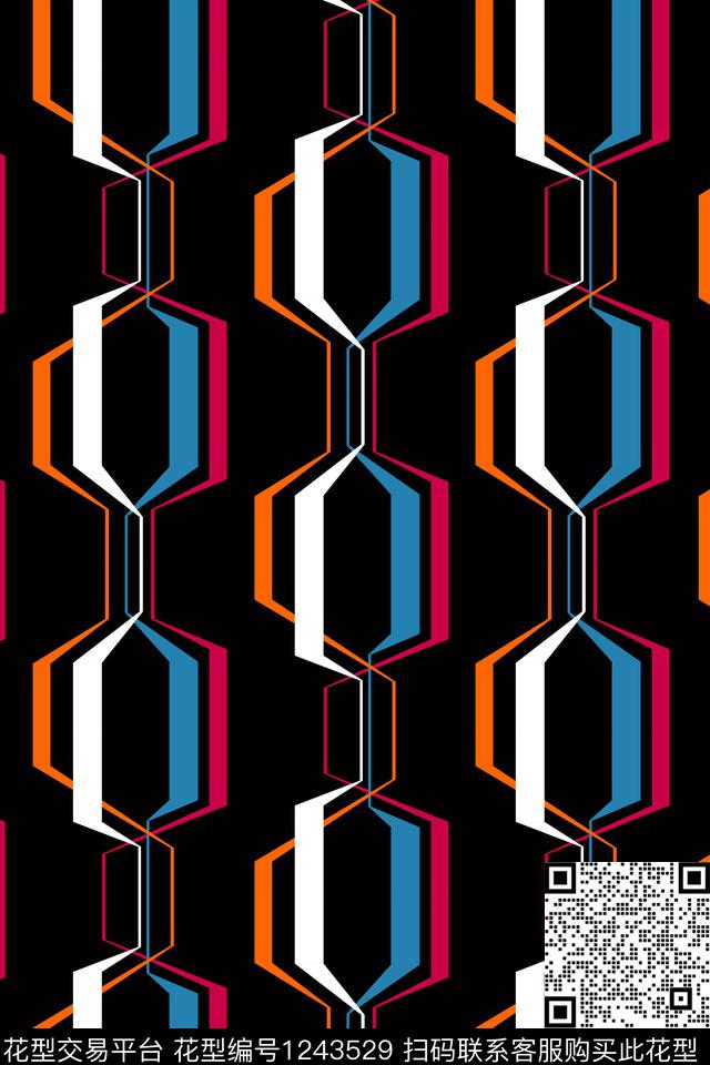 抽象几何条纹传统印花华亿平台下载（图片编号: 1243529） - 瓦栏（Walan）