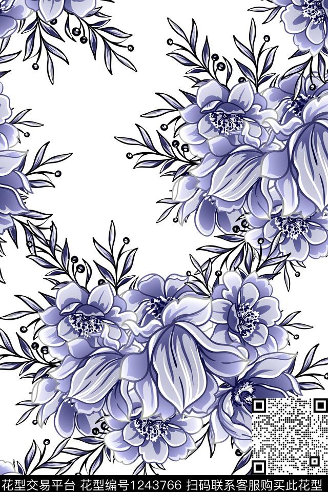 植物花卉淑女数码印花华亿平台下载（图片编号: 1243766） - 瓦栏（Walan）