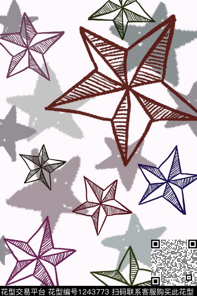 趣味星星休闲风传统印花华亿平台下载（图片编号: 1243773） - 瓦栏（Walan）