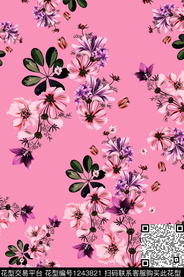 小碎花花卉数码印花华亿平台下载（图片编号: 1243821） - 瓦栏（Walan）