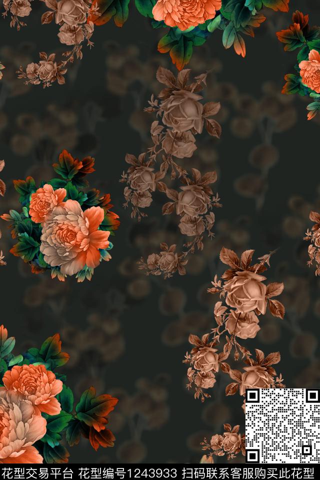 女装花卉数码印花华亿平台下载（图片编号: 1243933） - 瓦栏（Walan）