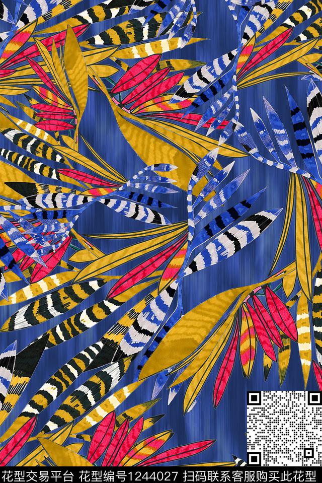 花卉绿植树叶年轻女性数码印花华亿平台下载（图片编号: 1244027） - 瓦栏（Walan）