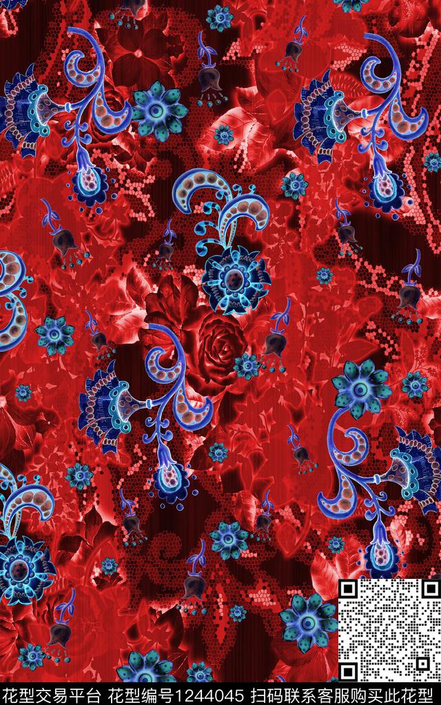 香云纱中老年民族风数码印花华亿平台下载（图片编号: 1244045） - 瓦栏（Walan）