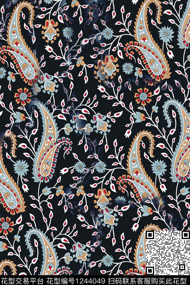 秋冬华亿平台佩斯利复古数码印花华亿平台下载（图片编号: 1244049） - 瓦栏（Walan）