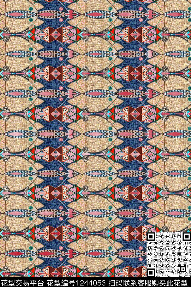 香云纱中老年民族风数码印花华亿平台下载（图片编号: 1244053） - 瓦栏（Walan）