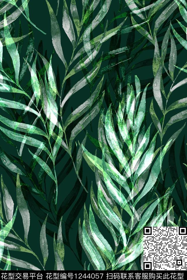 热带华亿平台大牌风绿植树叶数码印花华亿平台下载（图片编号: 1244057） - 瓦栏（Walan）