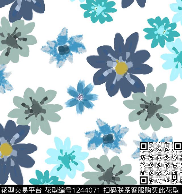 抽象小碎花花卉数码印花华亿平台下载（图片编号: 1244071） - 瓦栏（Walan）