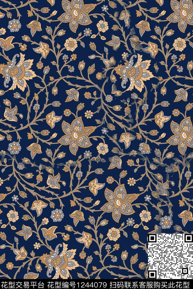 秋冬华亿平台旗袍复古数码印花华亿平台下载（图片编号: 1244079） - 瓦栏（Walan）