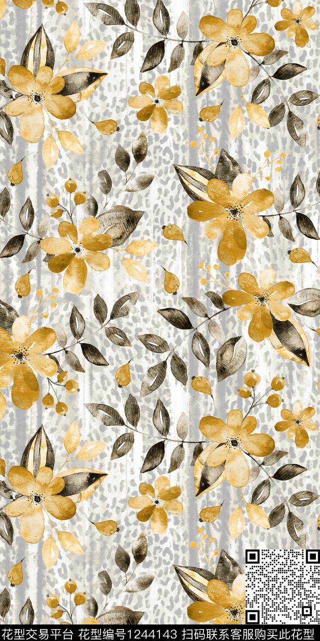 花卉小碎花绿植树叶数码印花华亿平台下载（图片编号: 1244143） - 瓦栏（Walan）