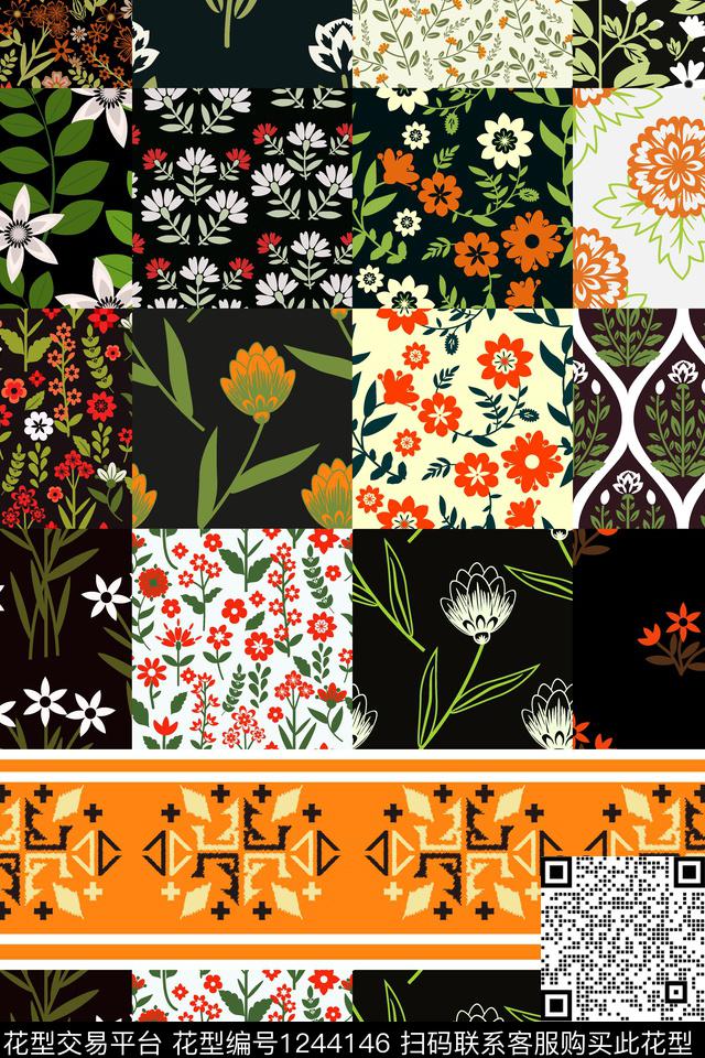 花卉小碎花大牌风数码印花华亿平台下载（图片编号: 1244146） - 瓦栏（Walan）