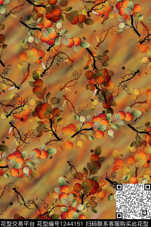 丝绒花卉秋冬华亿平台数码印花华亿平台下载（图片编号: 1244151） - 瓦栏（Walan）