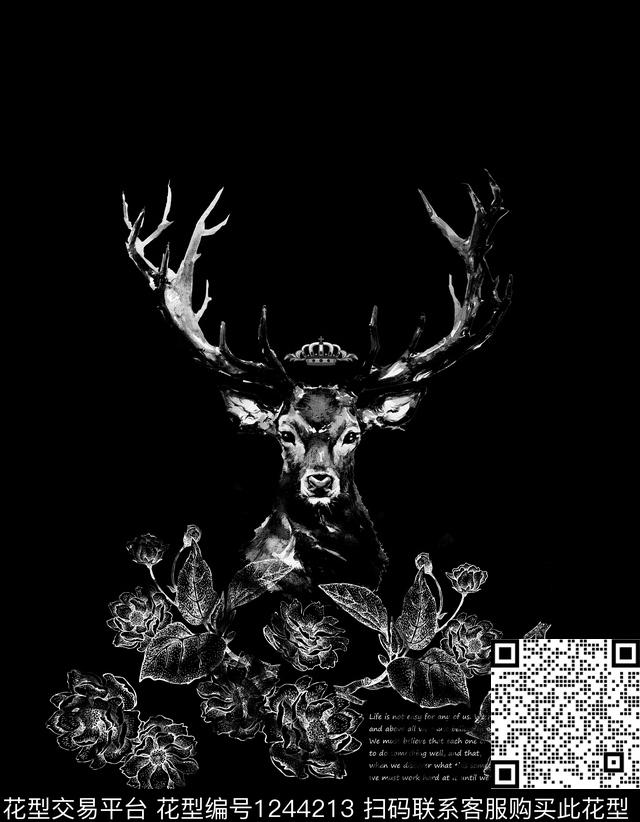 男装抽象定位花数码印花华亿平台下载（图片编号: 1244213） - 瓦栏（Walan）